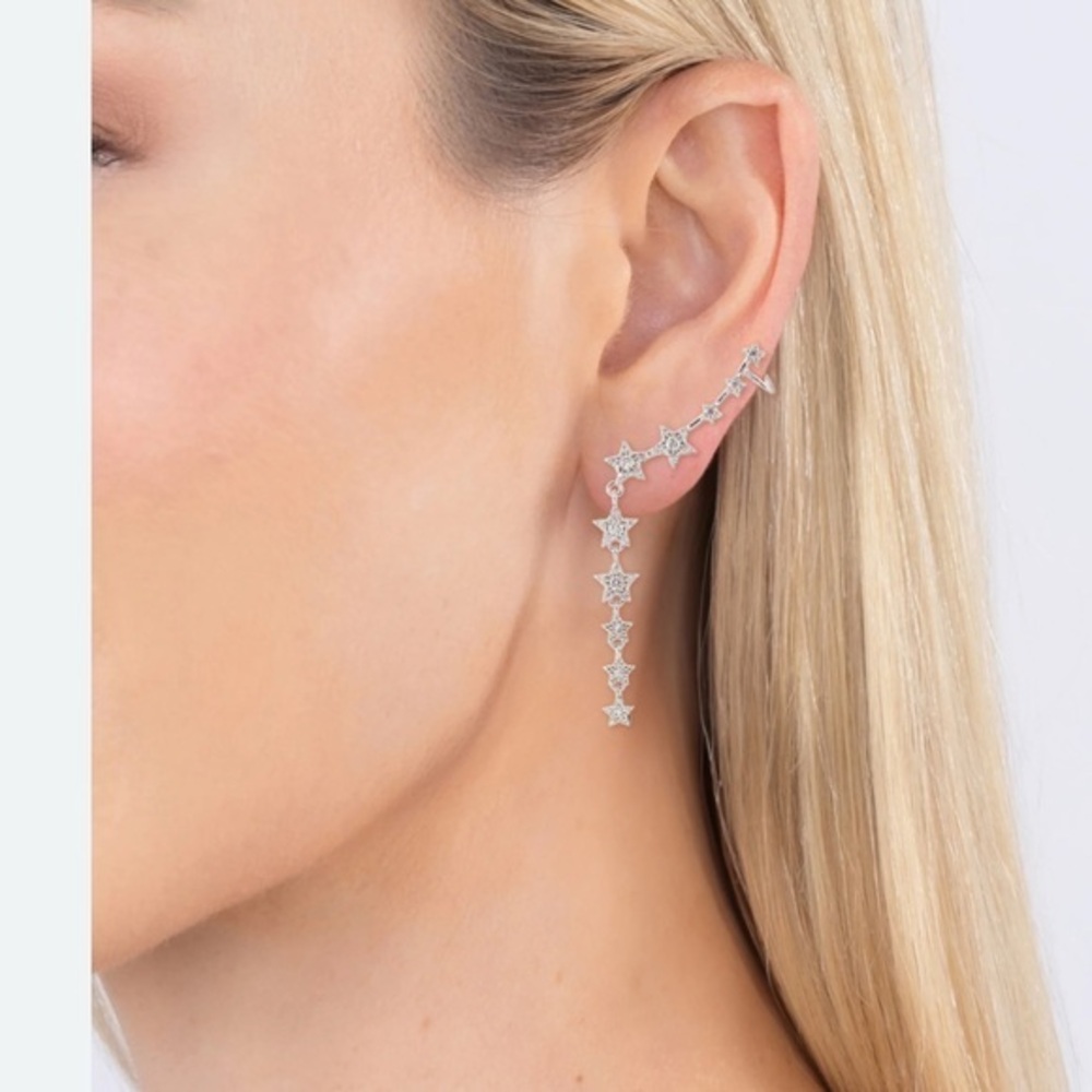 Eye Candy Los Angeles Women's Stars Ear Climber Earring with Dangle Drop